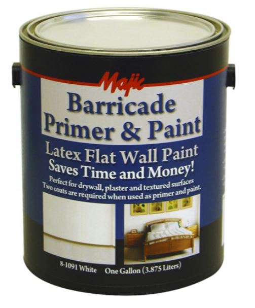 Majic 8-1091-1 Barricade Latex Primer & Paint, 1 Gallon, White