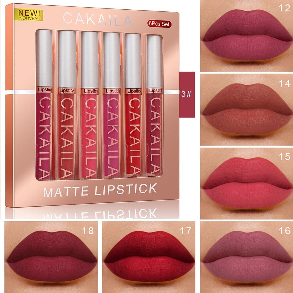 6PCS Set Of Boxes Velvet Matte Lipstick Lasting Non-stick Liquid Lipstick
