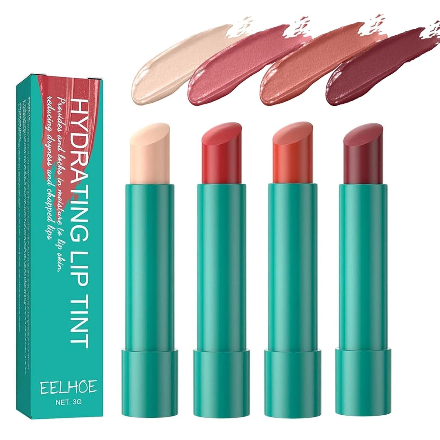 4PCS Lip Tint Hydrating,Powerful Moisturizing Lip Gloss,Powerful Moisturizing Lipstick Water Lipstick,Natural Ingredients Sheer Moisture Lip Tint,Non-Sticky And Long-Lasting (#1)