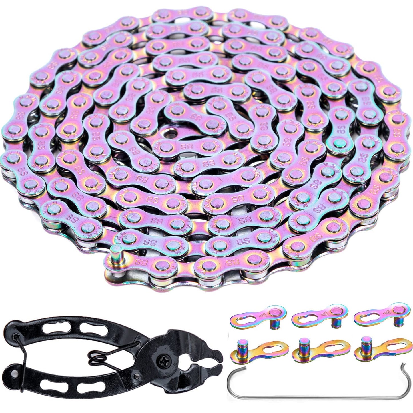YBEKI Bike Chain 6/7/8/9/10/11 Speed Bicycle Chain 1/2 x 11/128 Inch 116 Links (6/7/8 Speed, Multicolour, 1)
