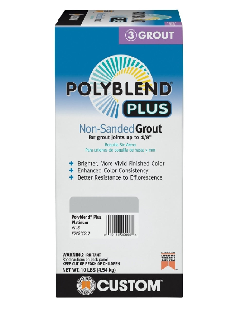 Custom Building Products PBPG11510 Platinum Non-Sanded Grout, 10 LB