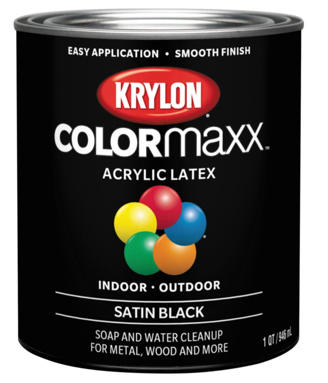 Krylon K05626007 COLORmaxx Interior/Exterior Paint, Black