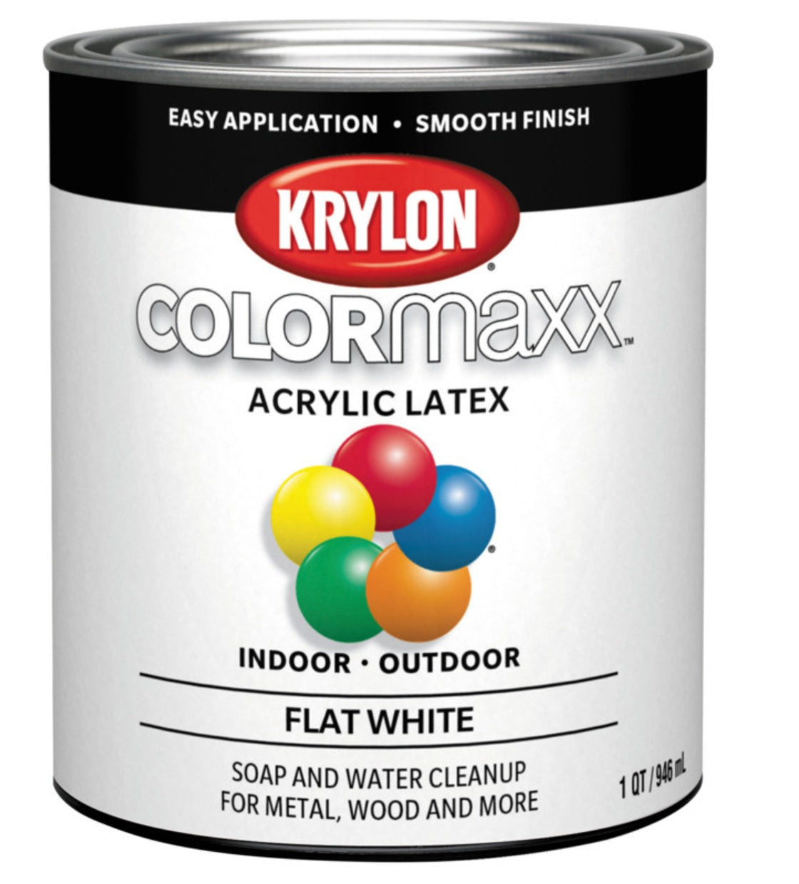 Krylon K05631007 COLORmaxx Interior/Exterior Paint, White, 32 Ounce