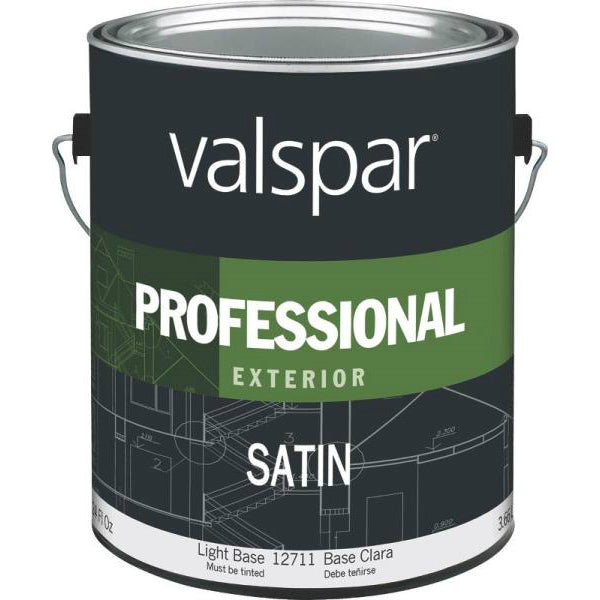 Valspar 12711 Professional Exterior Latex Paint, Satin, Light Base