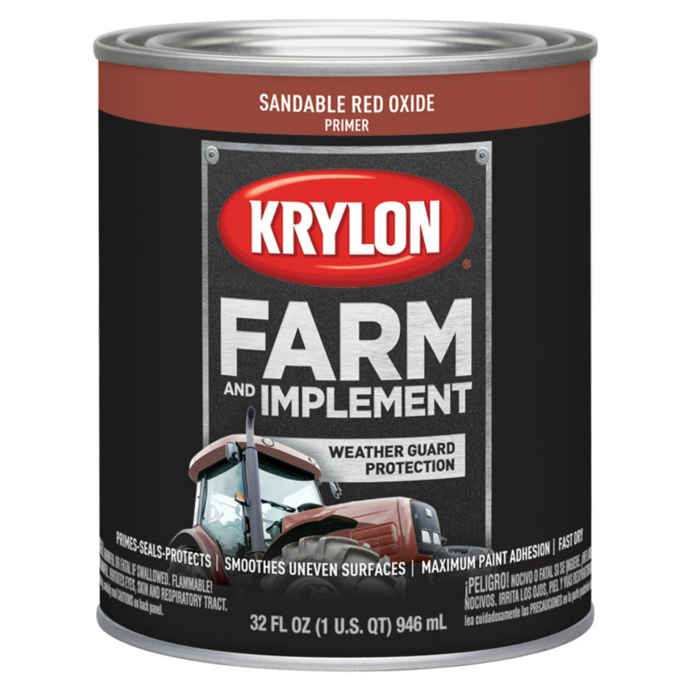 Krylon K02040000 Farm & Implement Primer, Red Oxide, 1 Quart