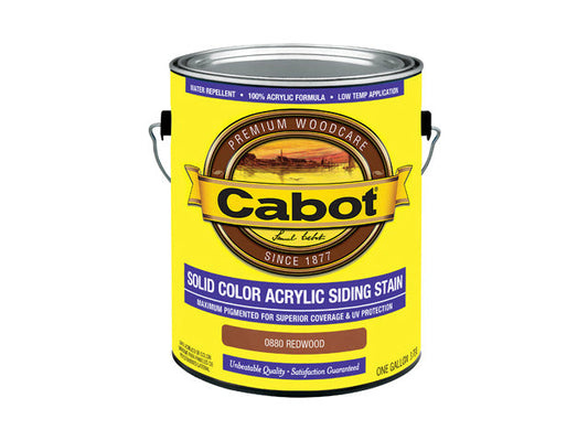 Cabot® 0880-07 Solid Color Acrylic Siding Stain, Redwood, 1 Gallon