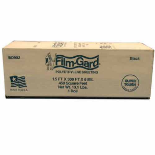 Film-Gard® 626004 Flash Polyethylene Construction Sheeting, 18" x 300', Black