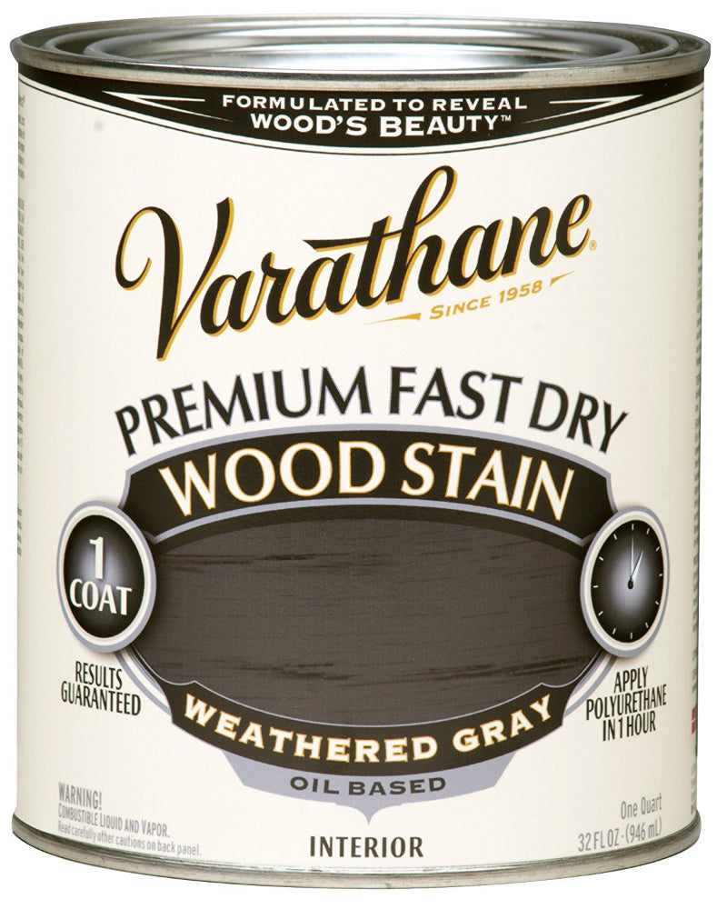 Varathane 269394 Premium Fast Dry Oil-Based Wood Stain, Weathered Gray, 1 Qt