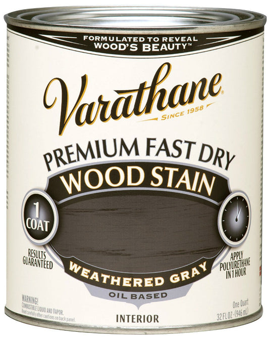 Varathane 269394 Premium Fast Dry Oil-Based Wood Stain, Weathered Gray, 1 Qt