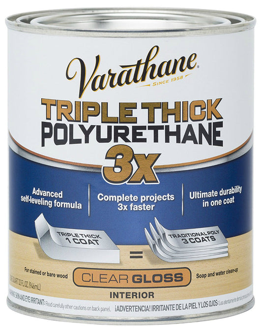 Varathane® 284470 Water Based Triple Thick Clear Polyurethane, Gloss, 1 Qt