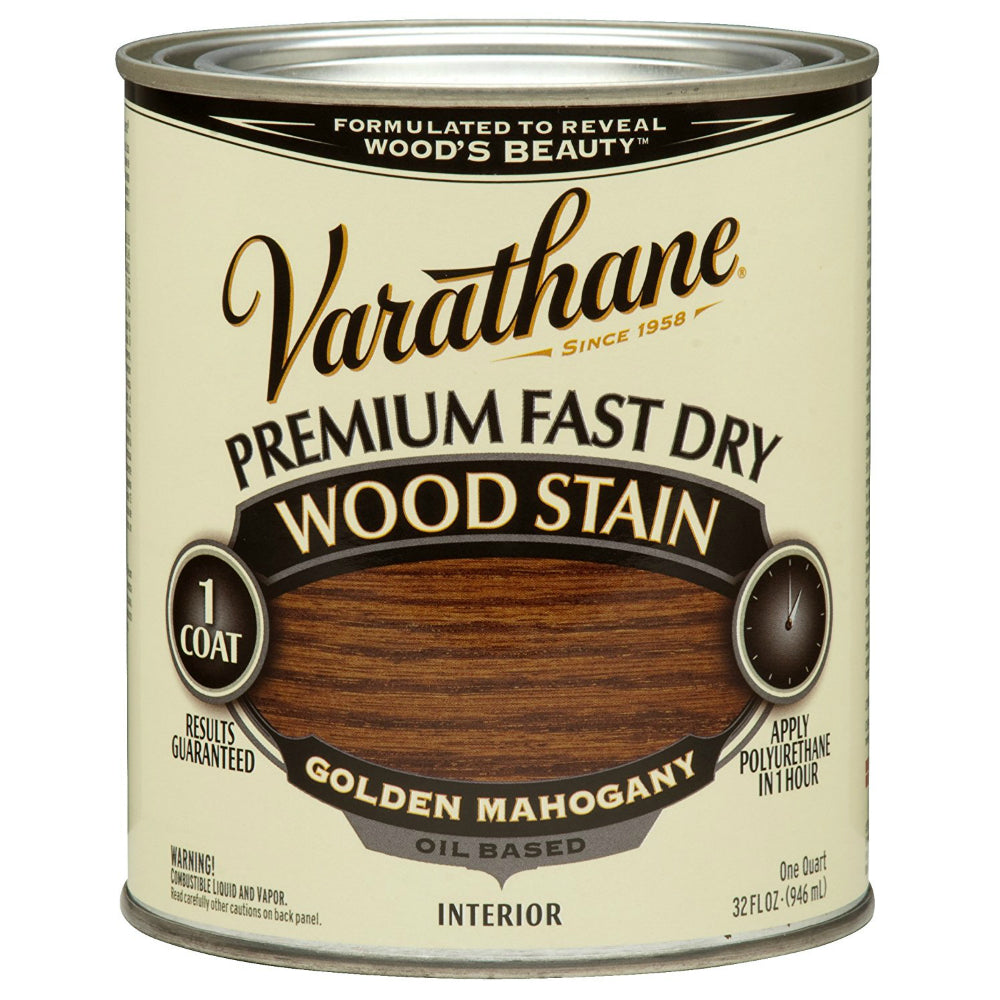 Varathane 262014 Premium Oil-Based Fast Dry Wood Stain, Golden Mahogany, 1 Qt