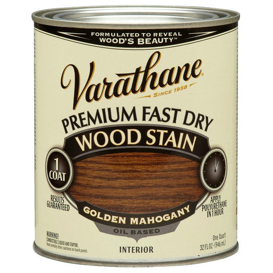 Varathane 262014 Premium Oil-Based Fast Dry Wood Stain, Golden Mahogany, 1 Qt