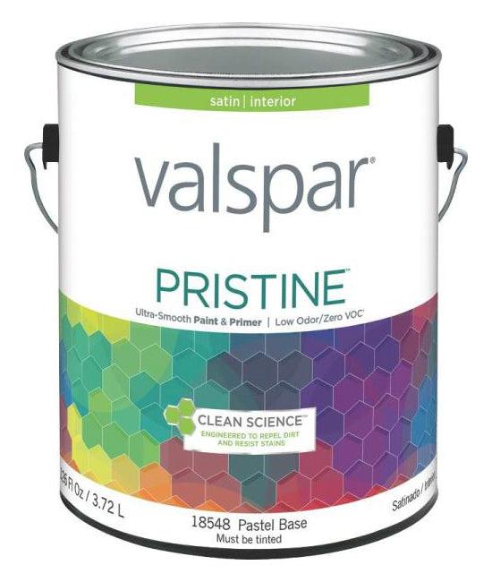 Valspar 18548 Pristine Interior Latex Satin Paint, Pastel Base, Gallon