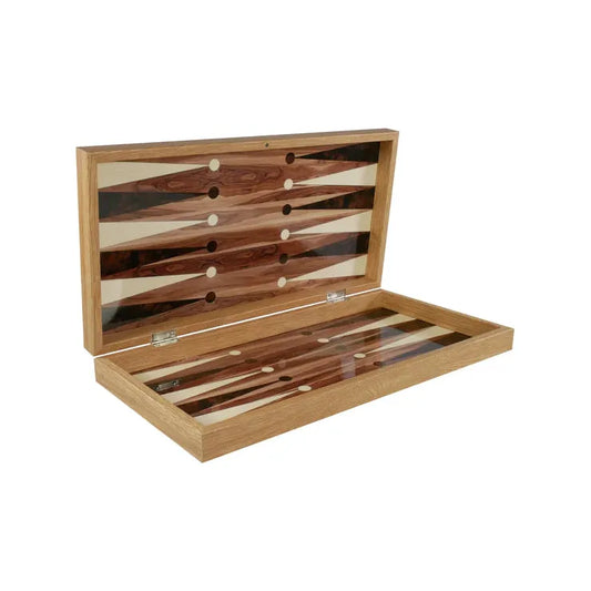 Backgammon- 19" Walnut Decoupage Folding Backgammon Set