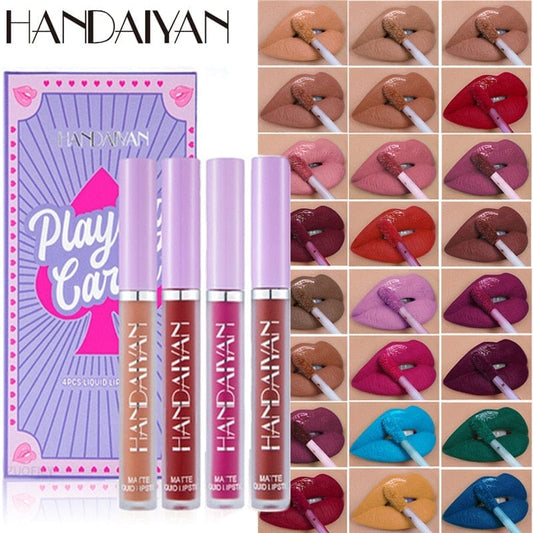 4Pcs/Set Playing Card Velvet Matte Lipstick