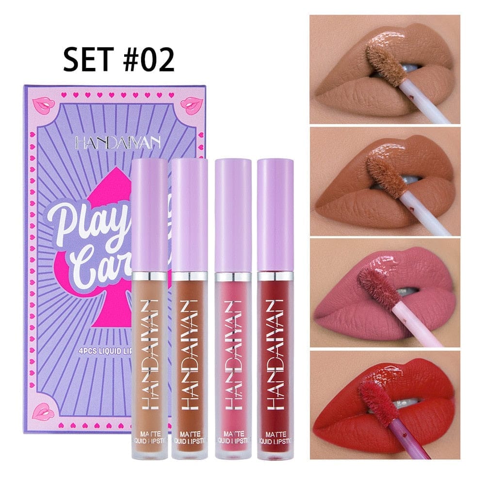 4Pcs/Set Playing Card Velvet Matte Lipstick