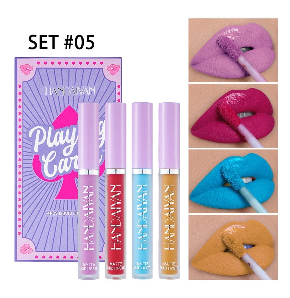 4Pcs/Set Playing Card Velvet Matte Lipstick