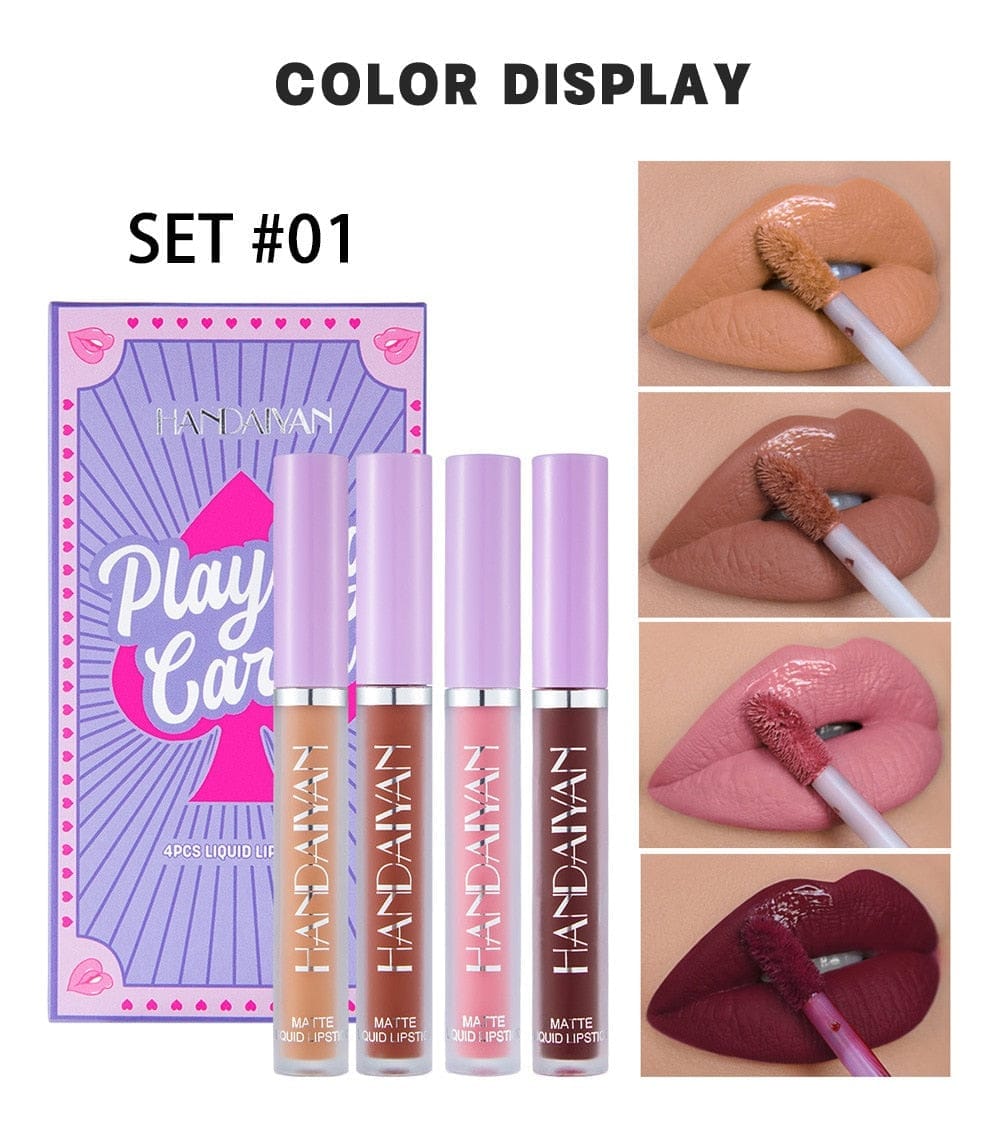 4Pcs/Set Playing Card Velvet Matte Lipstick