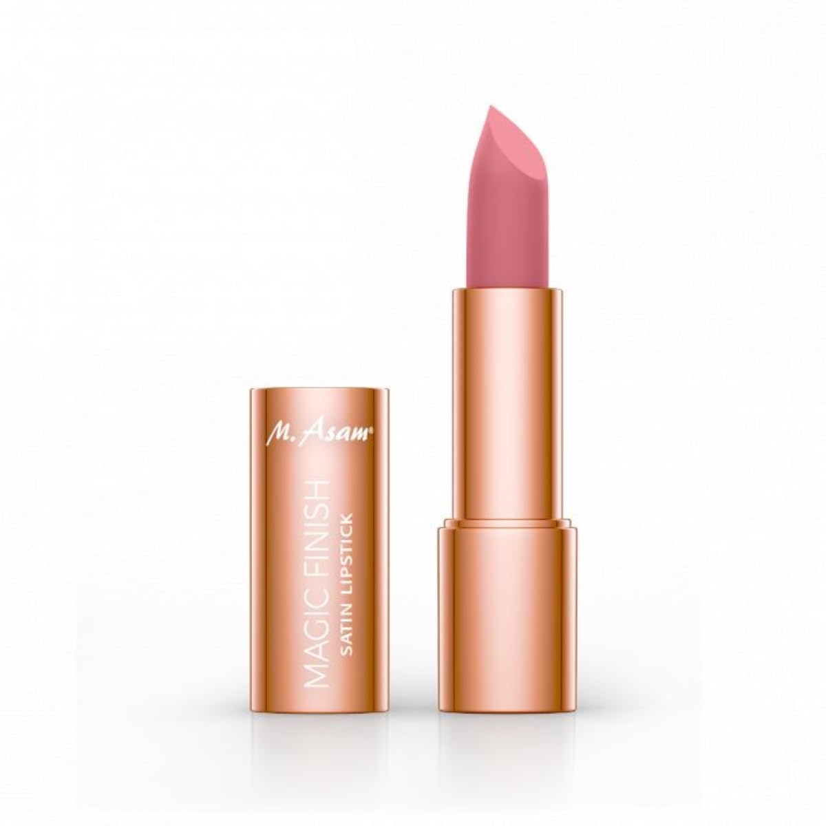M. Asam Magic Finish Satin Lipstick in a Shimmering Rosé, Long-lasting, Silky matte finish without drying out, creamy texture nourishes with hyaluronic acid, lip stain & lip plumper, 0.14 Oz