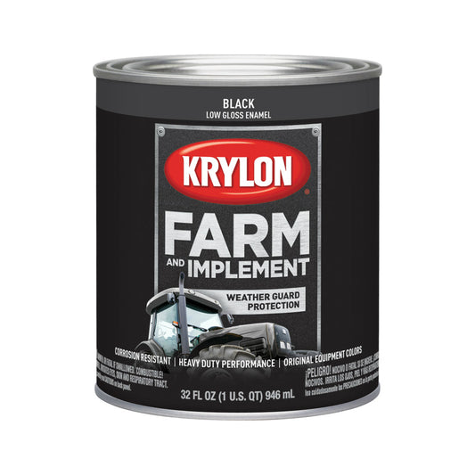 Krylon K020220 Farm & Implement Paint, Low Gloss Black, 32 Oz