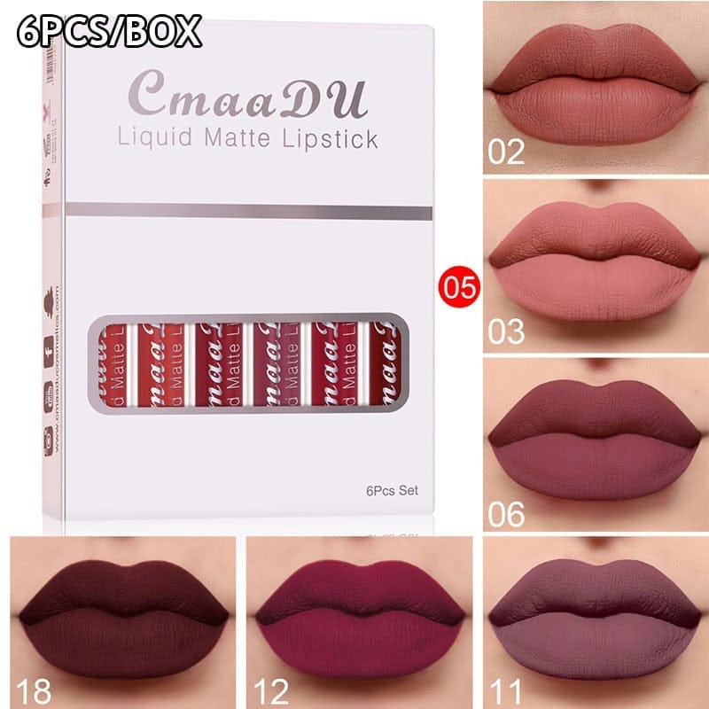 6 Pieces Lip Gloss Stain Long Lasting Liquid Lipstick Fashion Makeup