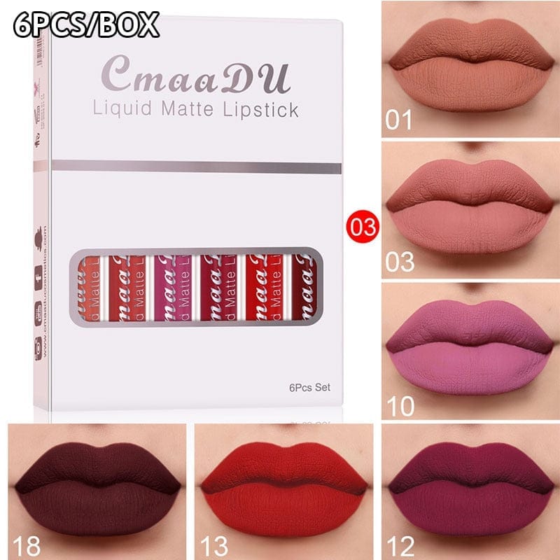 6 Pieces Lip Gloss Stain Long Lasting Liquid Lipstick Fashion Makeup
