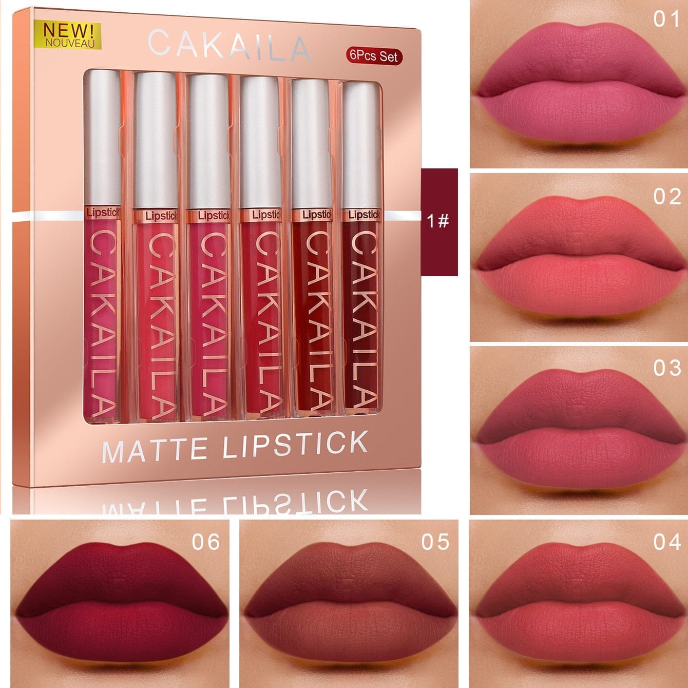 6PCS Set Of Boxes Velvet Matte Lipstick Lasting Non-stick Liquid Lipstick