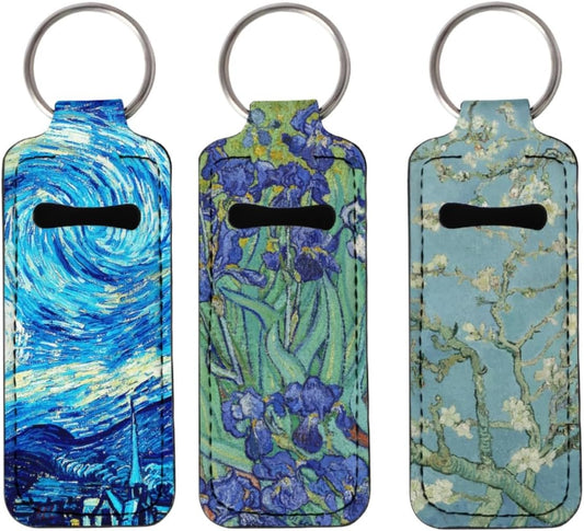 GLUDEAR Womens Lipstick Balm Holder Chapstick Holders Sunflower Print Keychain Holder Tube Holde Lipstick Tracker