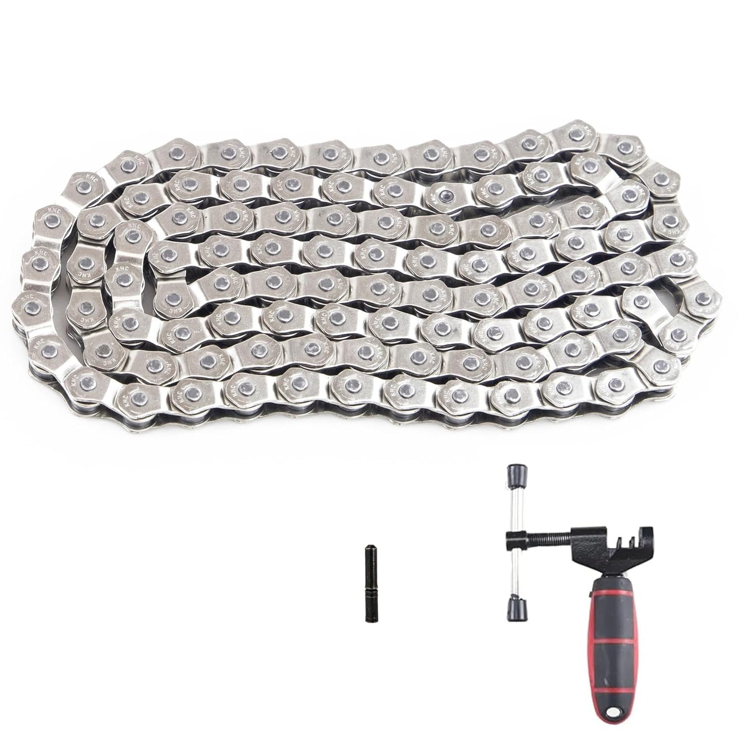 Half Link BMX Bike Chain 1/2 x 1/8 inch Professional BMX Chain 5000 Pond Tensile Force 1 Speed 100 Links with Chain Breaker