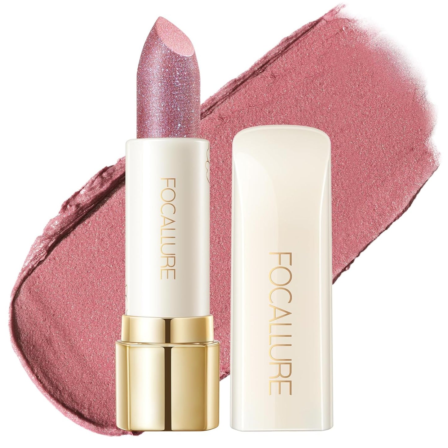 FOCALLURE Moisturizing Glitter Lipstick,Pearl Shimmery Finish,Hydrating Tinted Lip Balm with Creamy Texture,Long Lasting High Pigmented Lip Stain,Sweet Karma