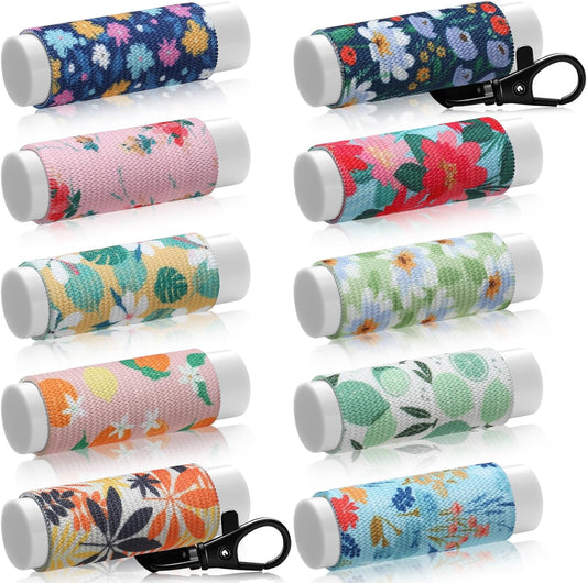 10 Pack Lip Balm Holder Keychain Compact Clip On lipstick Holder Lip Gloss Holder Keychain Elastic lipstick Sleeve Clip