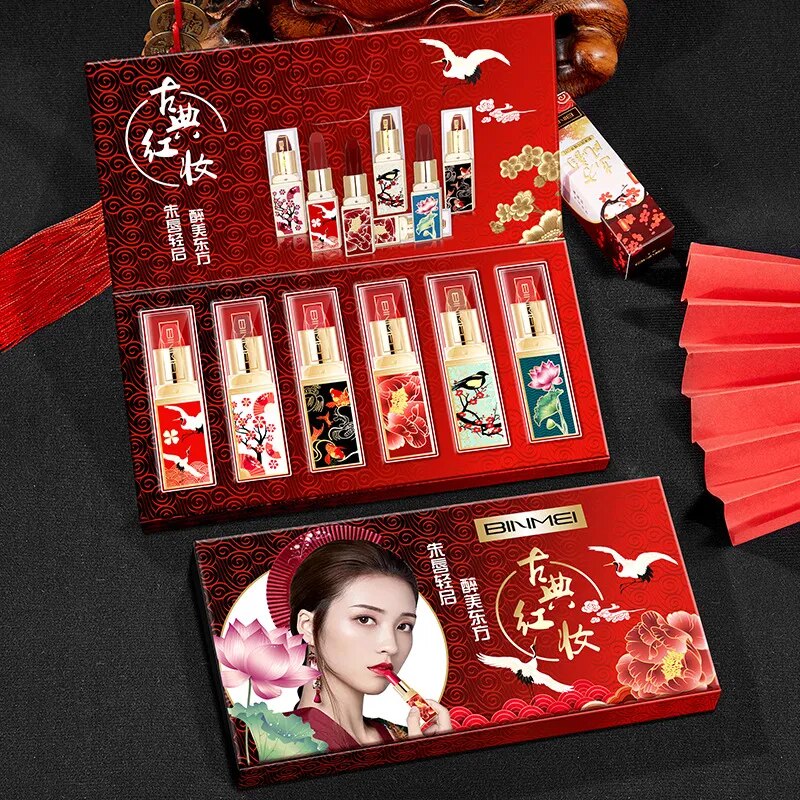 Ancient Style Lipstick Set Matte Moisturizing Six Pack Gift Box