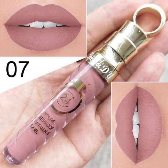 Waterproof Long Lasting Matte+Shimmer Nude Glitter Lip Gloss BENNYS