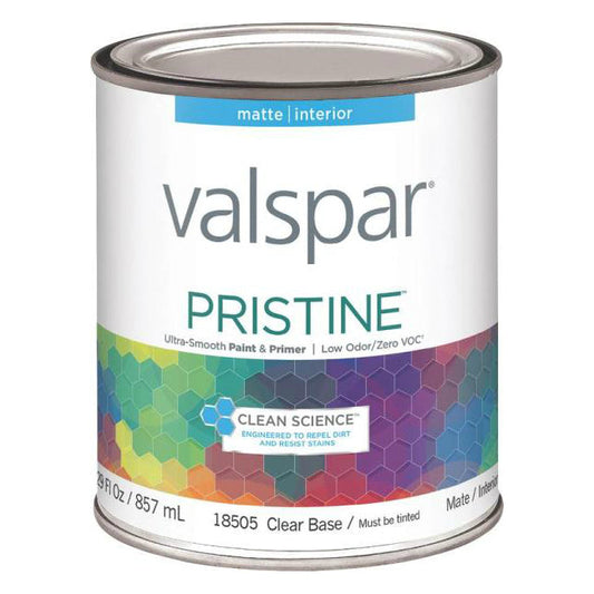 Valspar 18505 Pristine Matte Interior Latex Wall Paint, Clear Base