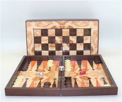 Backgammon- 15" Ashwood Decoupage Backgammon Set