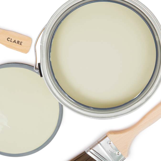 A beautiful home interior room painted in Greenish, the perfect light green paint color from Clare. Greenish is a light green paint color that adds just the right dose of freshness to any space. Try it as an alternative to traditional neutrals.