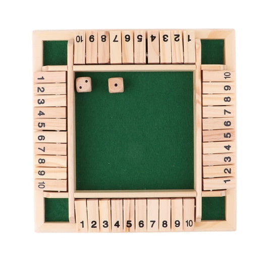Deluxe Four Sided 10 Numbers Shut The Box Board Game Set